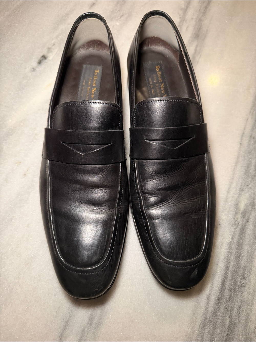To Boot Black Leather Penny Loafers